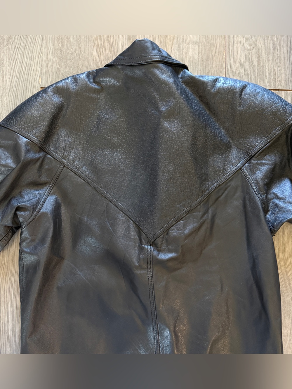 Vintage Black Leather Long Coat - Picture 13 of 13